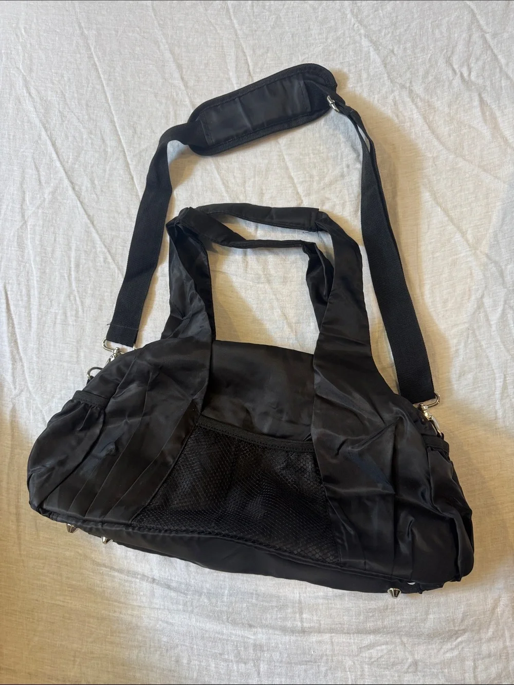 Black Nylon Tote Shoulder Bag Adjustable Crossbody Strap Utility Y2K